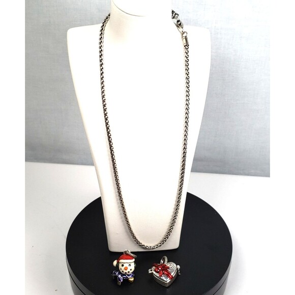 Brighton 20" Necklace Silver Heart Shape/Enamal Snowman Pendant Limited Edition - Picture 4 of 16